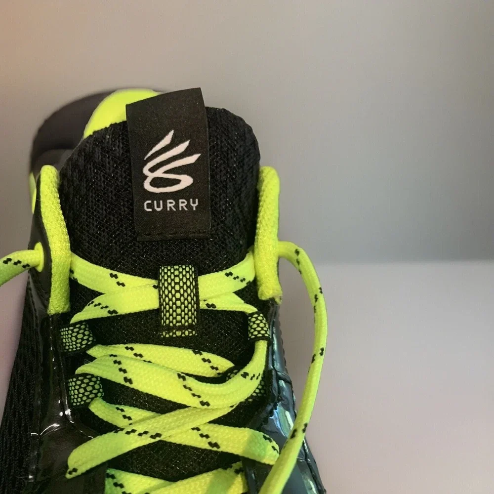 Under Armour Curry Youth Basketball Shoes Black Neon Yellow Lace‎ Up Size 4.5Y